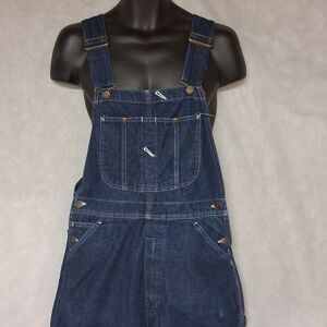 Vintage Sears Roebucks Bib Overalls 34x32 Dark Blue Denim